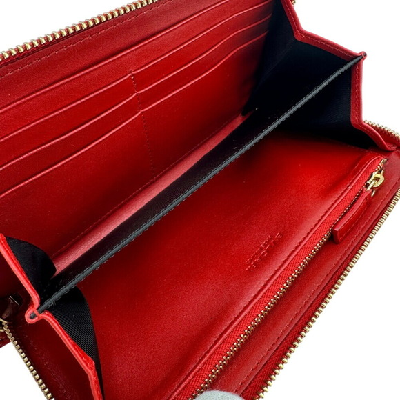 BVLGARI Sotirio Round Embossed Long Wallet, Orange, Unisex
